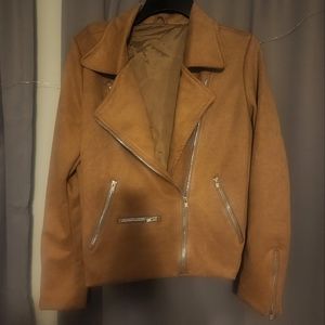 Suede Moto Jacket Tan